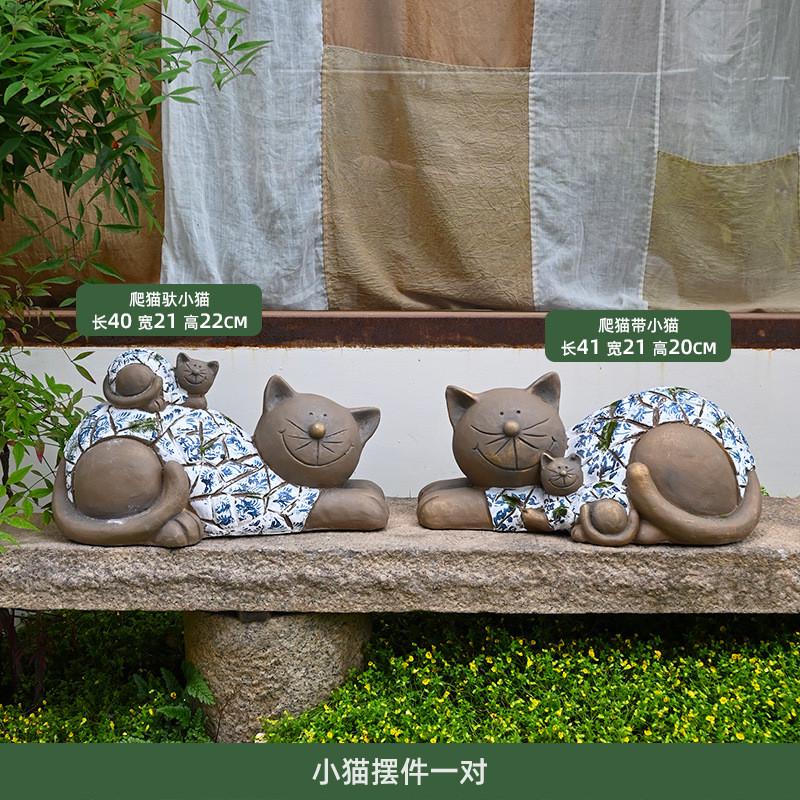 别墅花园摆件庭院装饰阳台仿真小猫咪花缸动物花盆户外布置氧化镁