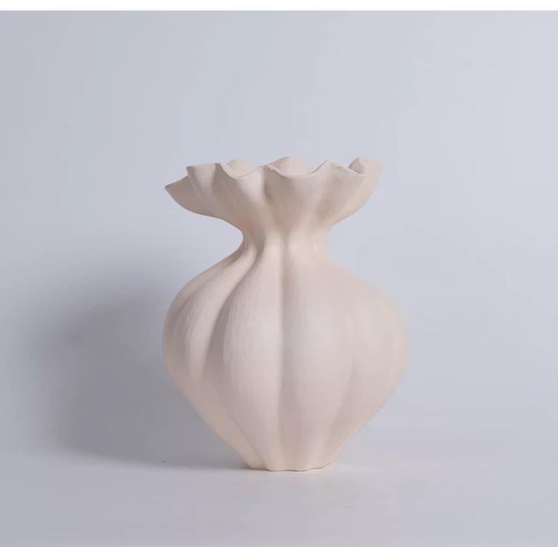 现代简约含羞艺术白色高级感摆件家居中古风花瓶客厅茶几样板间
