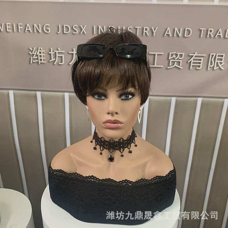 大胸仿真眼珠模特头欧美半身双肩模特头假发帽子头模型饰品支架