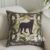 T5LP美式 饰豹子复古靠垫床头腰枕飘窗靠 田园风抱枕客厅沙发轻奢装