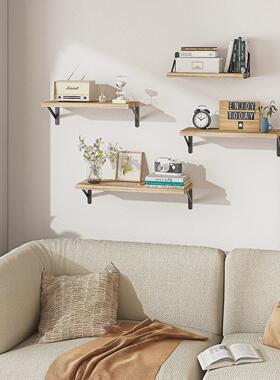 84n美式木质墙上置物架实木客厅一字隔板玄关墙面卧室墙壁收纳壁