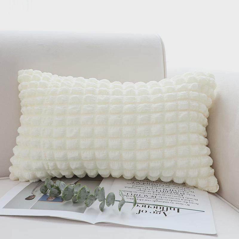 ki9s绿色小花抱枕套客厅方枕民宿芯抱枕带卧室办公室ins风腰枕靠