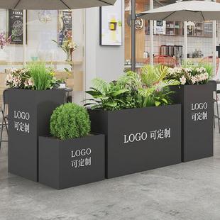 户外不锈钢花箱售楼部花盆成品铁艺花架商业街花坛室外花槽种植箱