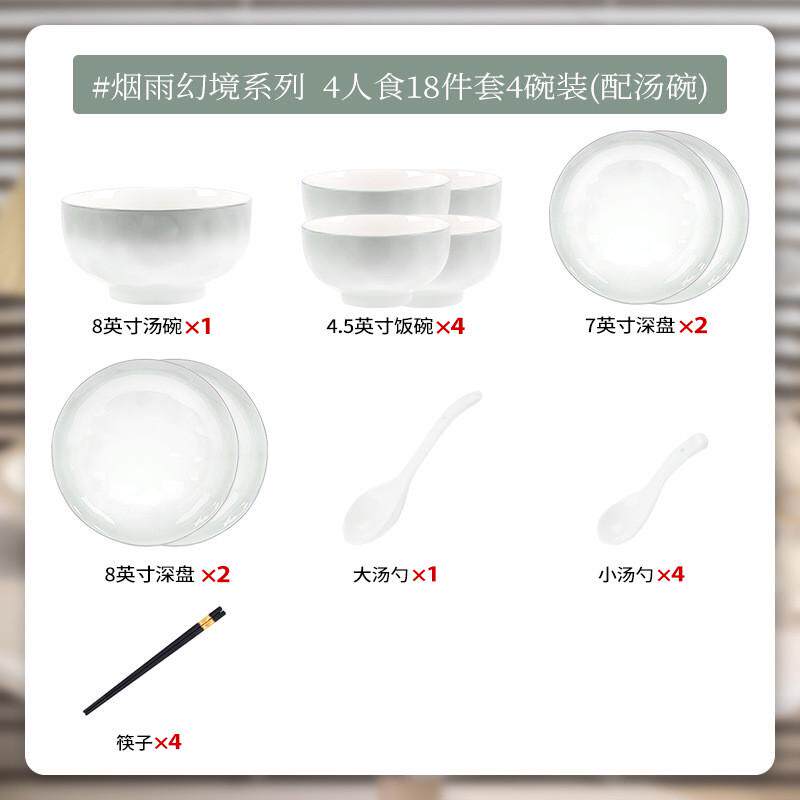 高级感渐变色碗盘釉下彩陶瓷饭碗碟盘套装家用碗具碗盘釉下彩陶瓷