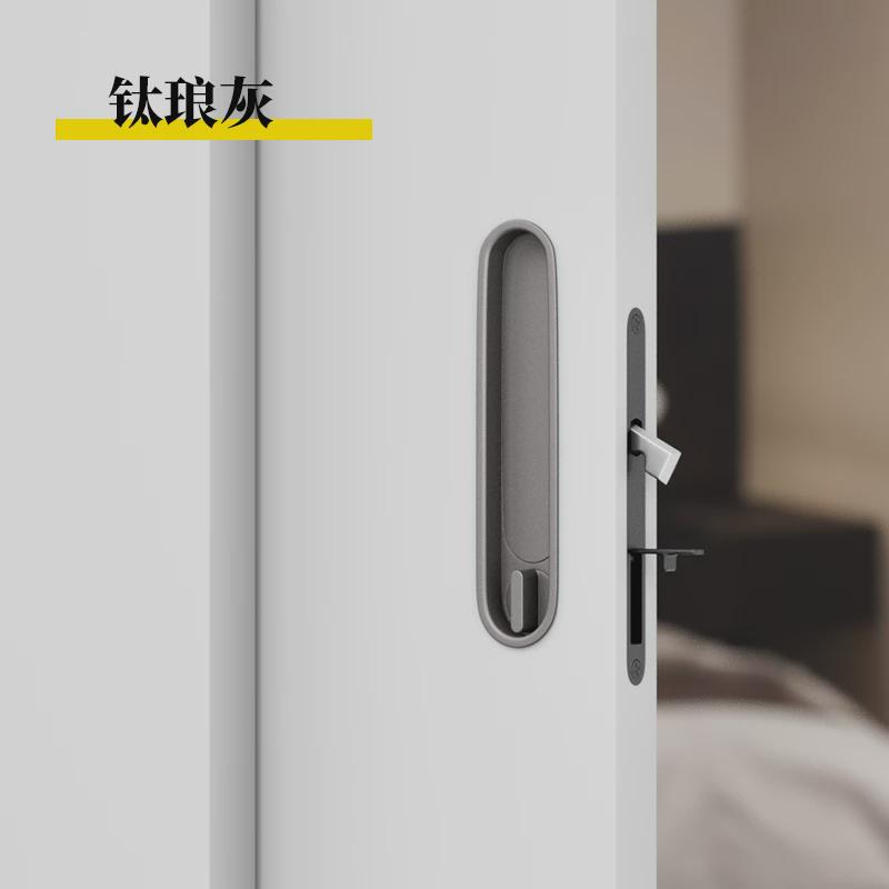 实木移门门锁黑色阳台推拉门钩锁趟厨房卫生间门锁无钥口袋门钩锁