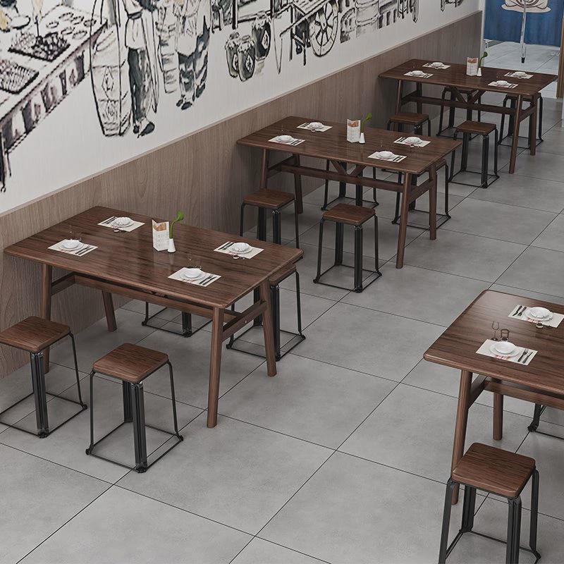 商用餐饮快餐店桌椅组合饭厅面馆早餐店经济型饭桌4人长方形桌子