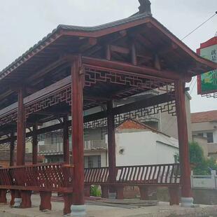 户外长廊古建长廊凉亭复古古建长廊小青瓦凉亭实木古建防腐木户外