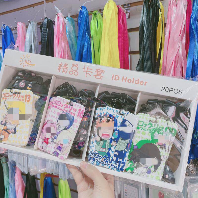 【20p盒装】可爱卡通推拉卡套挂绳挂脖接送卡套批发学生卡公交卡