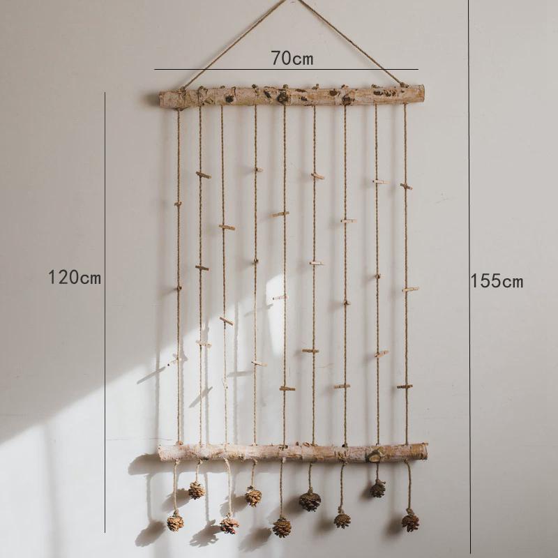 照片夹天然原木手工麻绳悬挂装饰幼儿园教室宿舍照片墙花店壁挂饰