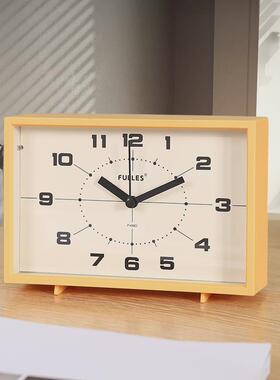 Z655桌面小闹钟静音台式钟表卧室摆件客厅家用坐钟床头大时钟复古