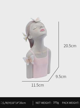 北欧手工轻奢女孩树脂工艺品ins摆件客厅家居电视柜桌面新装饰