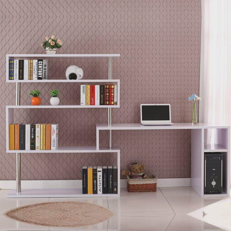 转角书桌书柜一体台式电脑桌卧室桌写字桌子旋转电脑桌带书架学生