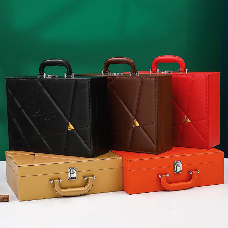 双支红酒皮盒通用高档红酒瓶包装盒手提红酒箱定制红酒盒2支礼盒