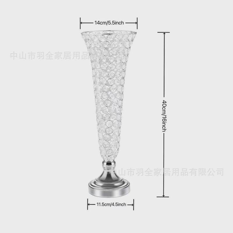 婚庆装饰道具桌水晶花器皿电镀铁艺花器金色婚礼路引花柱橱窗摆件