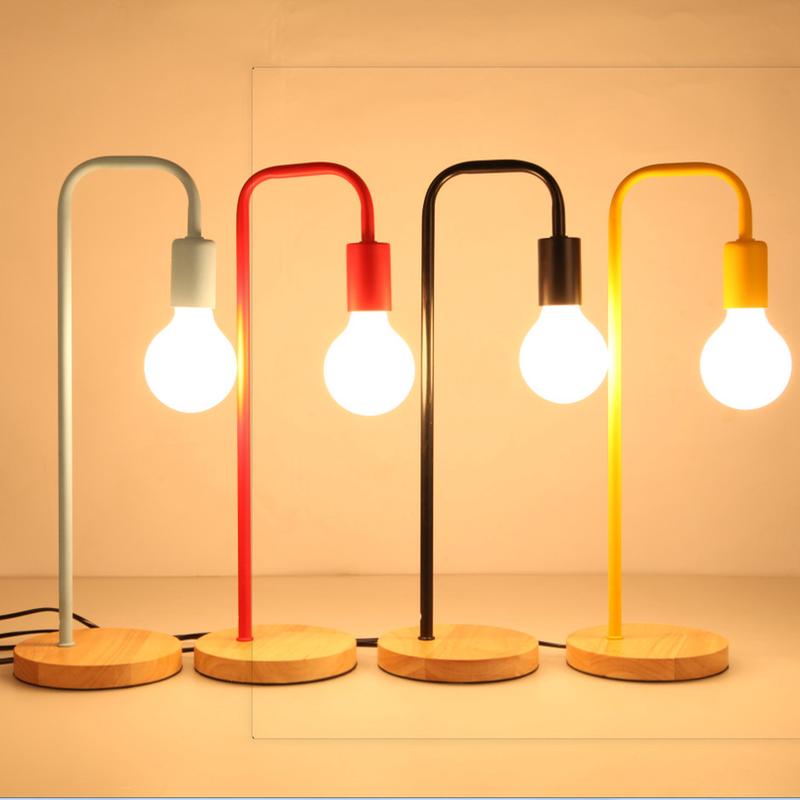 北欧铁艺弯管小台灯创意现代简约床头卧室宿舍学生书桌ins风台灯