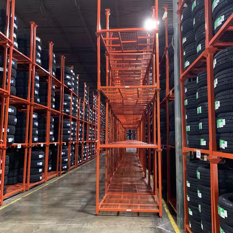 钢制仓储物料架轮胎架可折叠拆卸库房货架架堆垛架汽车料轮胎厂家