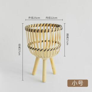 北欧ins风客厅植物竹编花篮装饰龟背竹藤编花盆阳台花架编织篮子