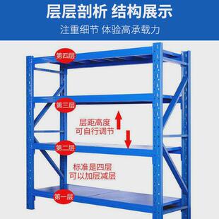 中型货架仓储仓库车间承重置物架稳固工厂力强方便安装主副货架