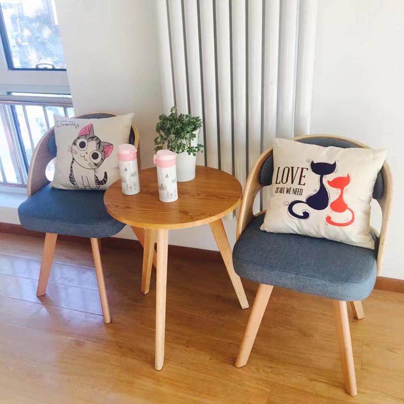 0fe9实木迷你喝茶桌椅组合小户型阳台小茶几三件套休闲懒人椅