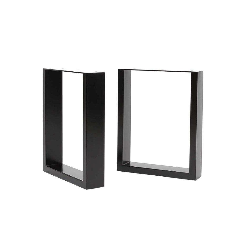 现代管脚黑色餐桌铁艺金属桌脚支架办公桌支架烤漆方形桌腿金属