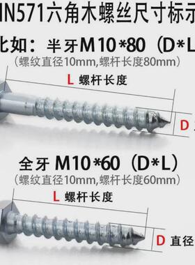 din571外六角头木螺丝钉六角尖尾自攻丝六角自攻螺丝镀锌m681012