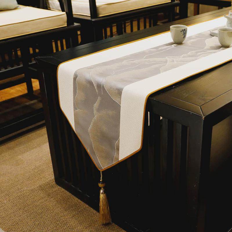 桌旗轻奢高端新中式禅意布茶旗布艺餐桌旗茶席茶台茶几布桌布床旗