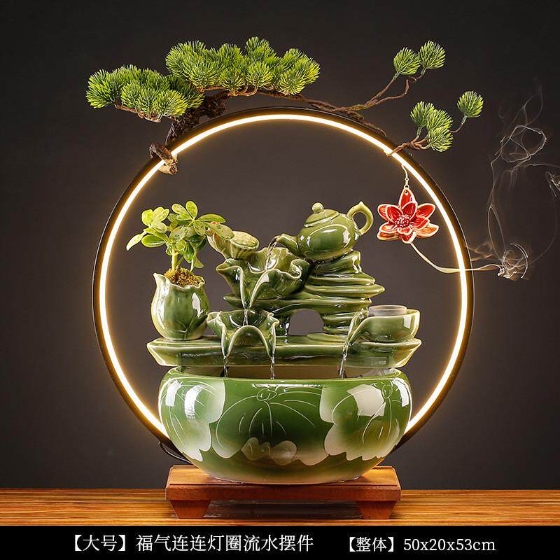 招财流水摆件循环水生财玄关客厅创意家居装饰办公室桌面开业礼品