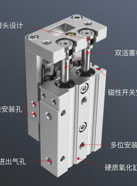 气动高精密滑台气缸MXQ/MXS6/8/12/16/20/25*10/20/30/40/50/75AS