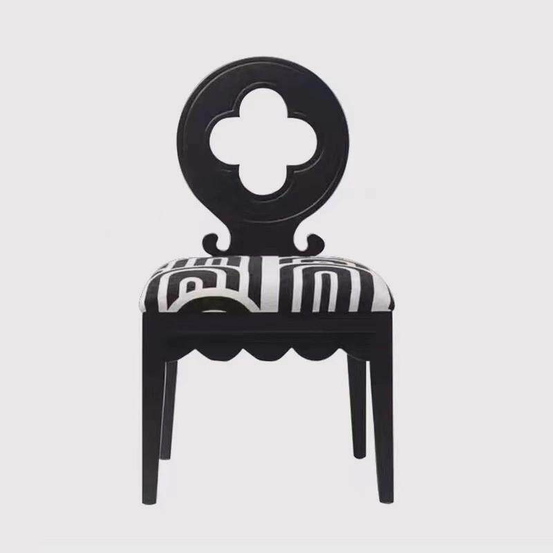 法式中古风实木餐桌复古家用长桌设计师小户型椭圆形黑色吃饭桌子