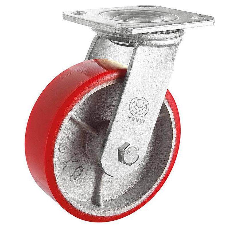 重型脚轮8寸边刹铁芯红色聚氨酯耐磨耐压耐承重红色脚轮pu材质,基础建材,脚轮/万向轮,淘宝优惠券,粉丝福利购,淘宝优惠卷