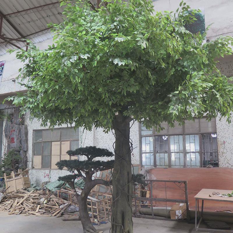 酒店大型仿真树仿真榕树假树造景装饰树植物玻璃钢包柱子仿真榕树