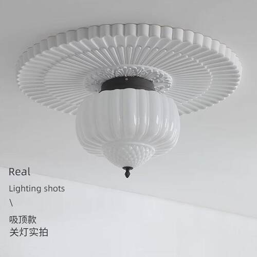 法式复古奶油风玻璃吸顶灯老上海洋房酒店过道灯餐厅吧台卧室吊灯