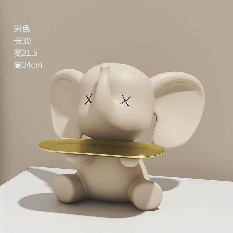 现代艺术小飞象餐桌摆件客厅玄关电视柜书房托盘茶几桌面家居装饰