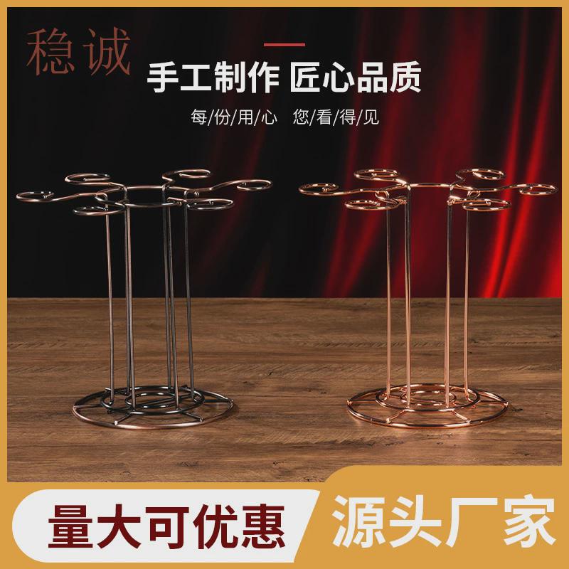 家用红酒杯架高端收纳架红酒杯架倒挂葡萄酒杯醒酒器一体支架厂家