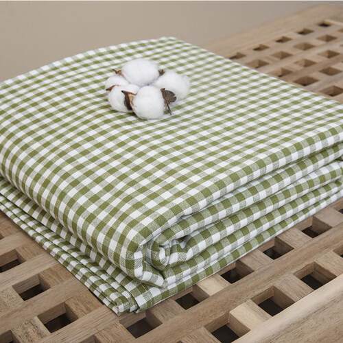 床单婴幼儿凉席床垫棉麻色织格子家纺面料宽幅苎麻布料布匹做厂家