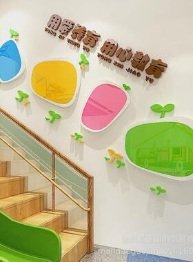 幼儿园楼梯走廊墙面装饰环创主题墙春天开学办园理念墙贴3d立体