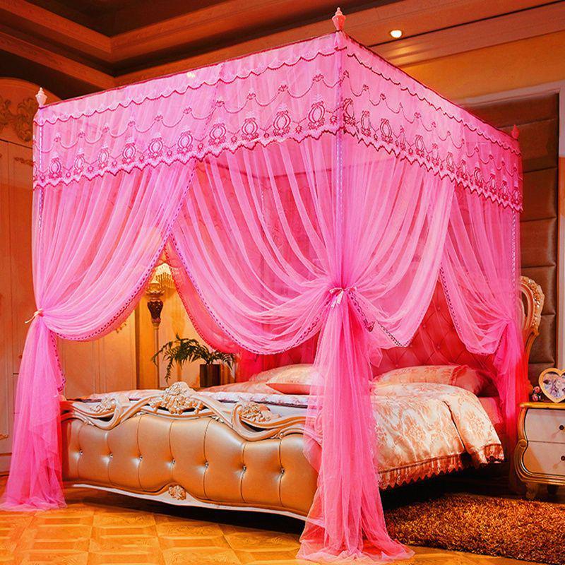 蚊帐三开门宫廷落地支架1.8米床2m床双人家用1.5米帐子纹加密1.0m