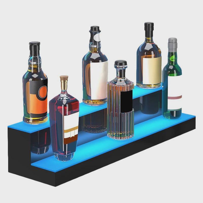 亚克力酒架定制LED发光展示台酒吧阶梯发光酒座亚克力酒罩陈列架