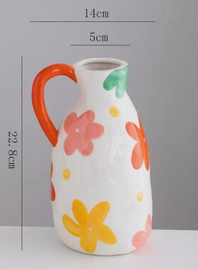 蜀门手工彩绘创意陶瓷装饰花瓶客厅高级感桌面民宿商用摆件玄关