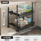 抽拉抽屉式 拉篮碗碟架免打孔橱柜厨房橱柜置物架静音滑轨收纳架子