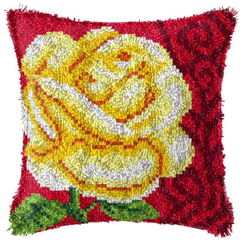 diy花十字绣地毯绣段段绣手工抱枕车枕沙发枕毛线绣抱枕送材料包