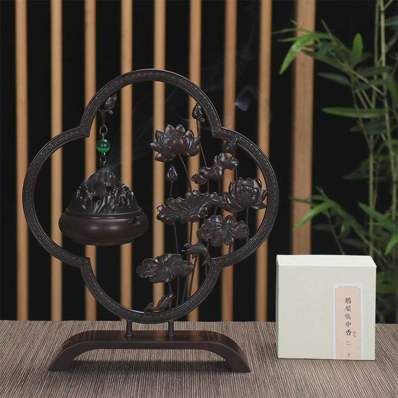 荷塘鱼新中式趣熏香吊炉家居书房客厅玄关桌面摆件沉檀香炉装饰品,家居饰品,香薰炉,淘宝优惠券,粉丝福利购,淘宝优惠卷