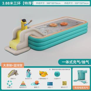 水池洗澡可折叠 充气游泳池带滑梯儿童小孩家用简易别墅户外夏季