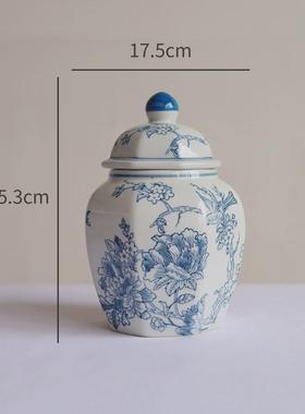 复古花瓶景德镇陶瓷花瓶冰裂纹青花瓷高级感花瓶水培喜上眉梢客厅