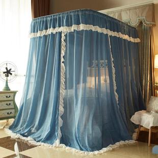 71tx轻奢公主风u型卧室蚊帐2023新款 家用1.8m床亚麻风导轨民宿床