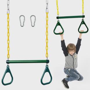 秋千和吊杆带塑料涂层链重型钢加固模压吊环后院猴子棒