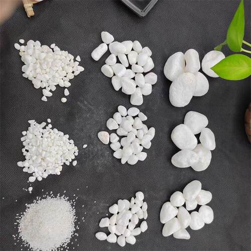 厂家供应鹅卵石花园石子白石子造景白砾石铺路白色小石子白色米石