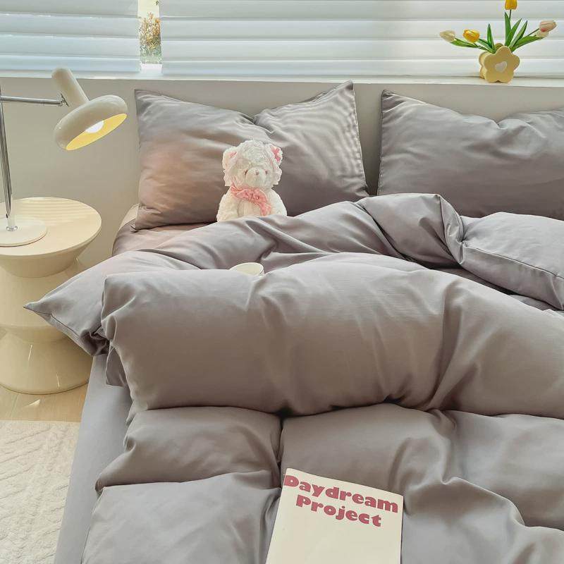 北欧简约风纯色双拼水洗棉被单单人宿舍床单被套四件套床上三件套,床上用品,床品套件/四件套/多件套,淘宝优惠券,粉丝福利购,淘宝优惠卷