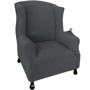 新款 斯佳蒙 弹力提花老虎凳套椅子套沙发套全包单人翼背沙发罩美式