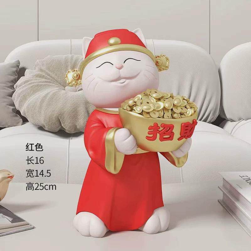 创意中式财神摆件招财猫客厅家居玄关装饰品店铺公司开业前台摆放